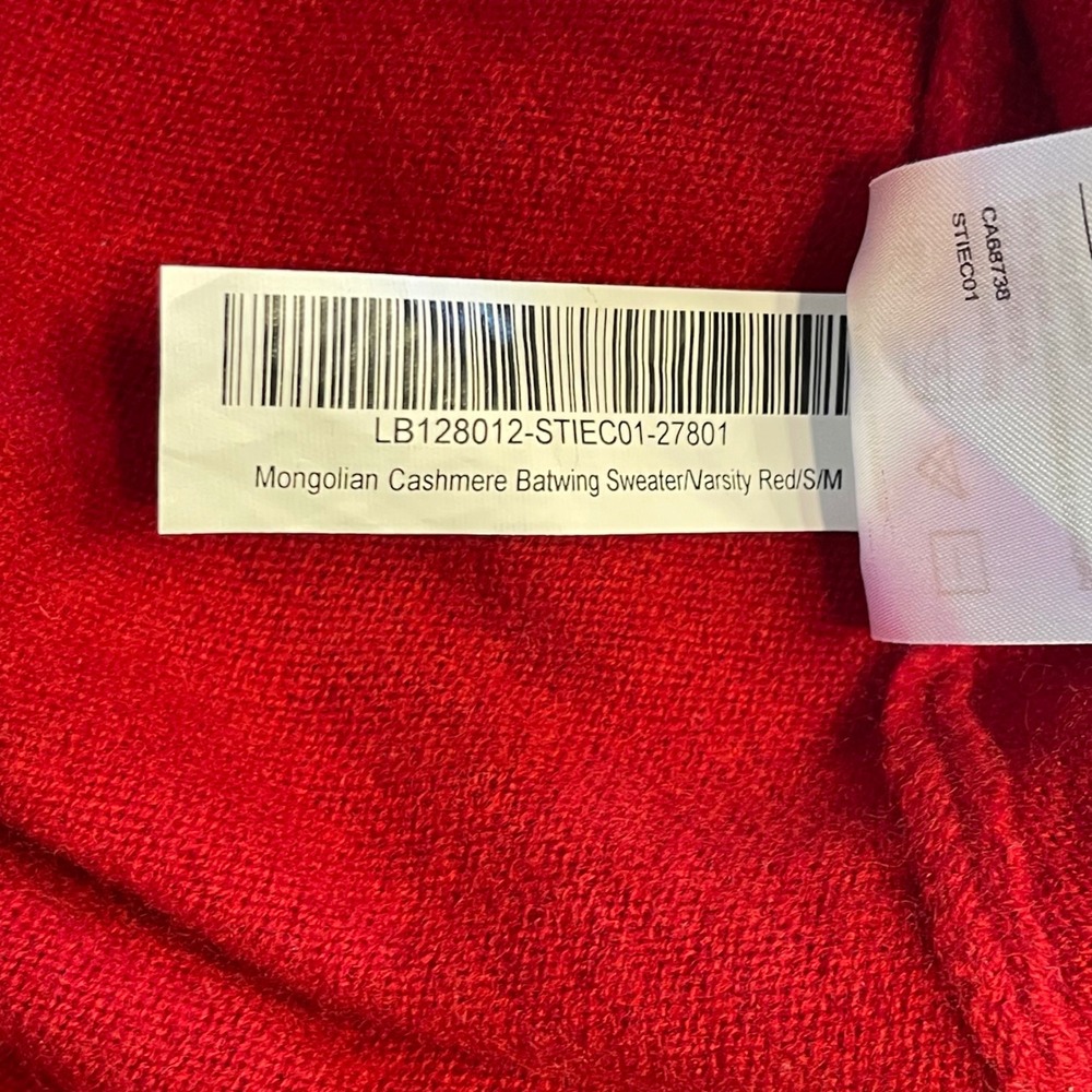 Quince Mongolian Cashmere Batwing Sweater Varsity Red S/M LB128012-STIEC01 - Picture 8 of 8